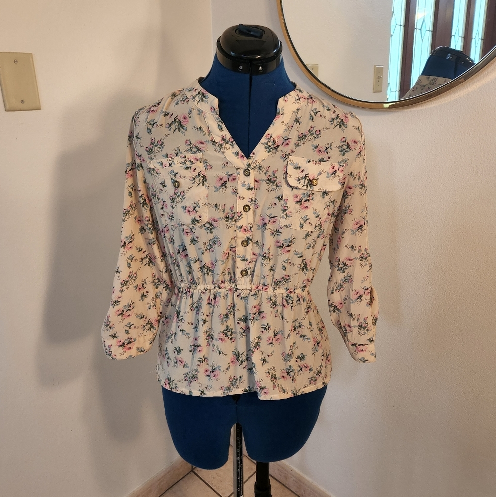 Floral half buttoned down shirt